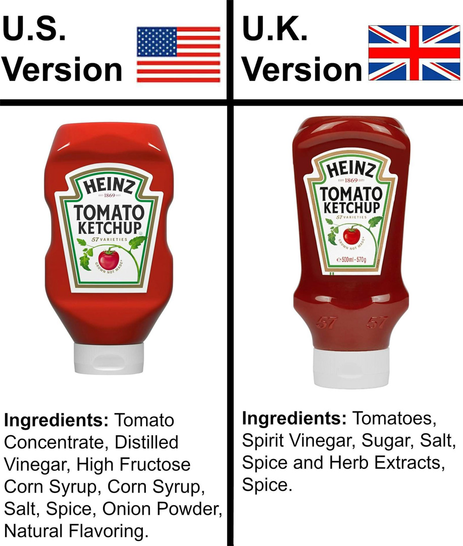 Heinz tomato ketchup us uk version