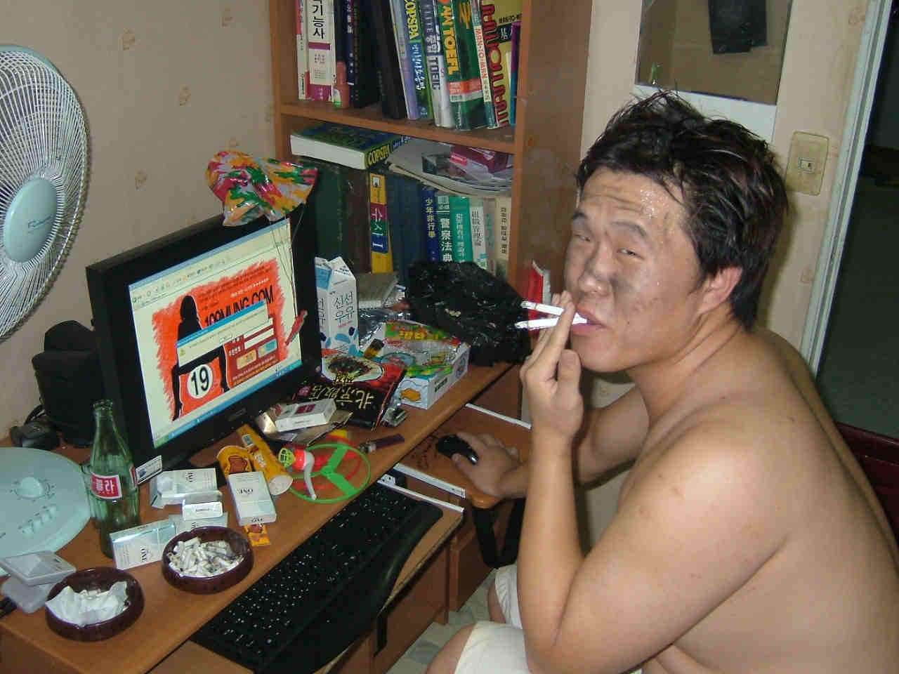 Desktop smoking asian